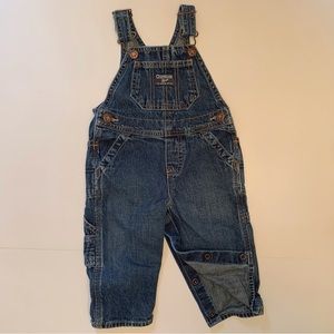 OSHKOSH B’Gosh VINTAGE Denim Baby 100% Cotton Overalls Decorative Buttons 12M